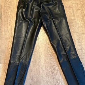 1980s Black Leather Pleated Pants Legendary Fashion Small